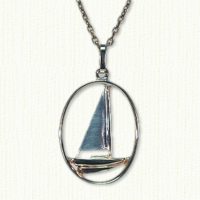 14KY pierced sailboat pendant 1" x 3/4"