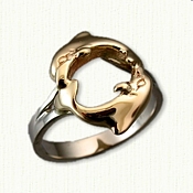 14kt Two Tone Gold Custom Dolphin Ring